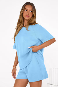 PRETTYGARDEN Women's 2 Piece Lounge Sets Short Sleeve Shirts Casual Tops Shorts Matching Clothing Summer Airport Outfits PRETTYGARDEN