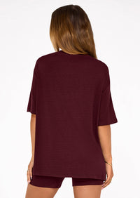 PRETTYGARDEN Women's Two Piece Matching Lounge Sets Summer Casual Tops Short Sleeve Shirts Shorts Travel Airport Outfits PRETTYGARDEN