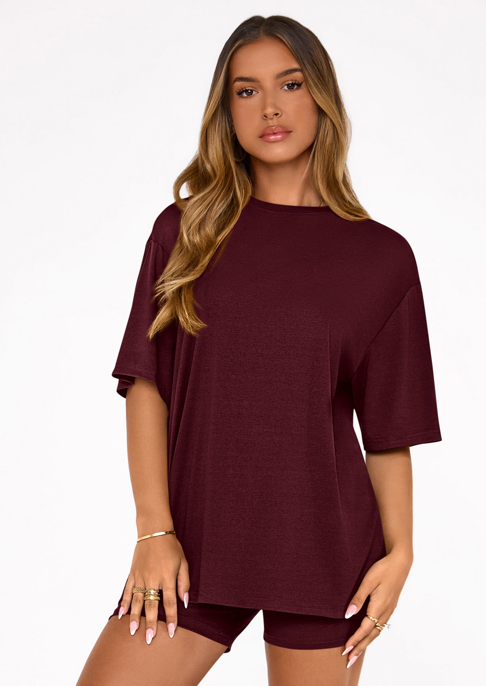 PRETTYGARDEN Women's Two Piece Matching Lounge Sets Summer Casual Tops Short Sleeve Shirts Shorts Travel Airport Outfits PRETTYGARDEN