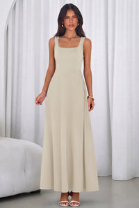 PRETTYGARDEN Womens Summer Dresses Sleeveless Elegant Square Neck Aline Swing Maxi Beach Wedding Guest Dress Pockets PRETTYGARDEN