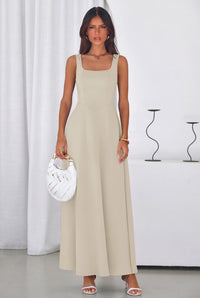 PRETTYGARDEN Womens Summer Dresses Sleeveless Elegant Square Neck Aline Swing Maxi Beach Wedding Guest Dress Pockets PRETTYGARDEN