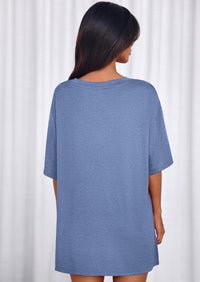 PRETTYGARDEN 2 Piece Sets for Women Summer Lounge Short Set Spring Matching Biker Shorts V Neck Oversized Shirt Clothing PRETTYGARDEN