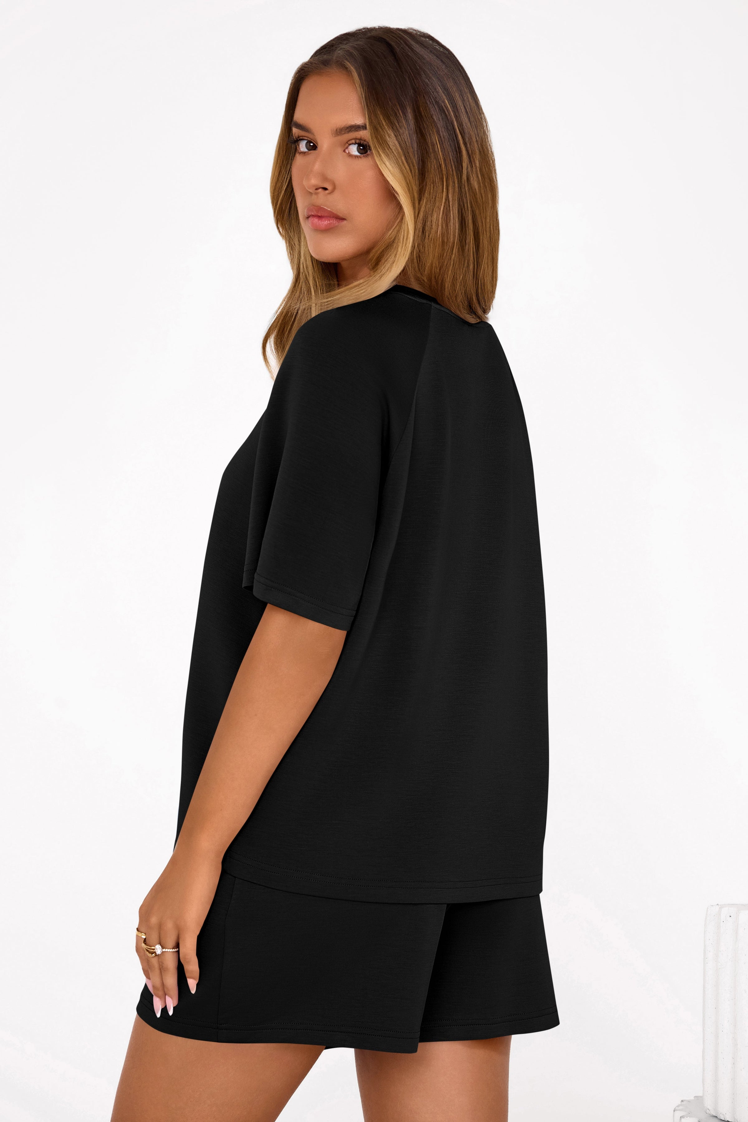 PRETTYGARDEN Women's 2 Piece Lounge Sets Short Sleeve Shirts Casual Tops Shorts Matching Clothing Summer Airport Outfits PRETTYGARDEN