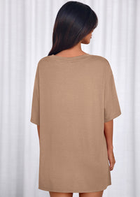 PRETTYGARDEN 2 Piece Sets for Women Summer Lounge Short Set Spring Matching Biker Shorts V Neck Oversized Shirt Clothing PRETTYGARDEN