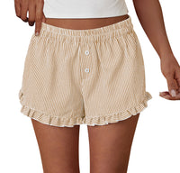 PRETTYGARDEN Womens Boxer Shorts Y2K Ruffle Pajama Summer Spring Lounge Sleep Striped Casual Beach Pj Bottoms Pockets PRETTYGARDEN