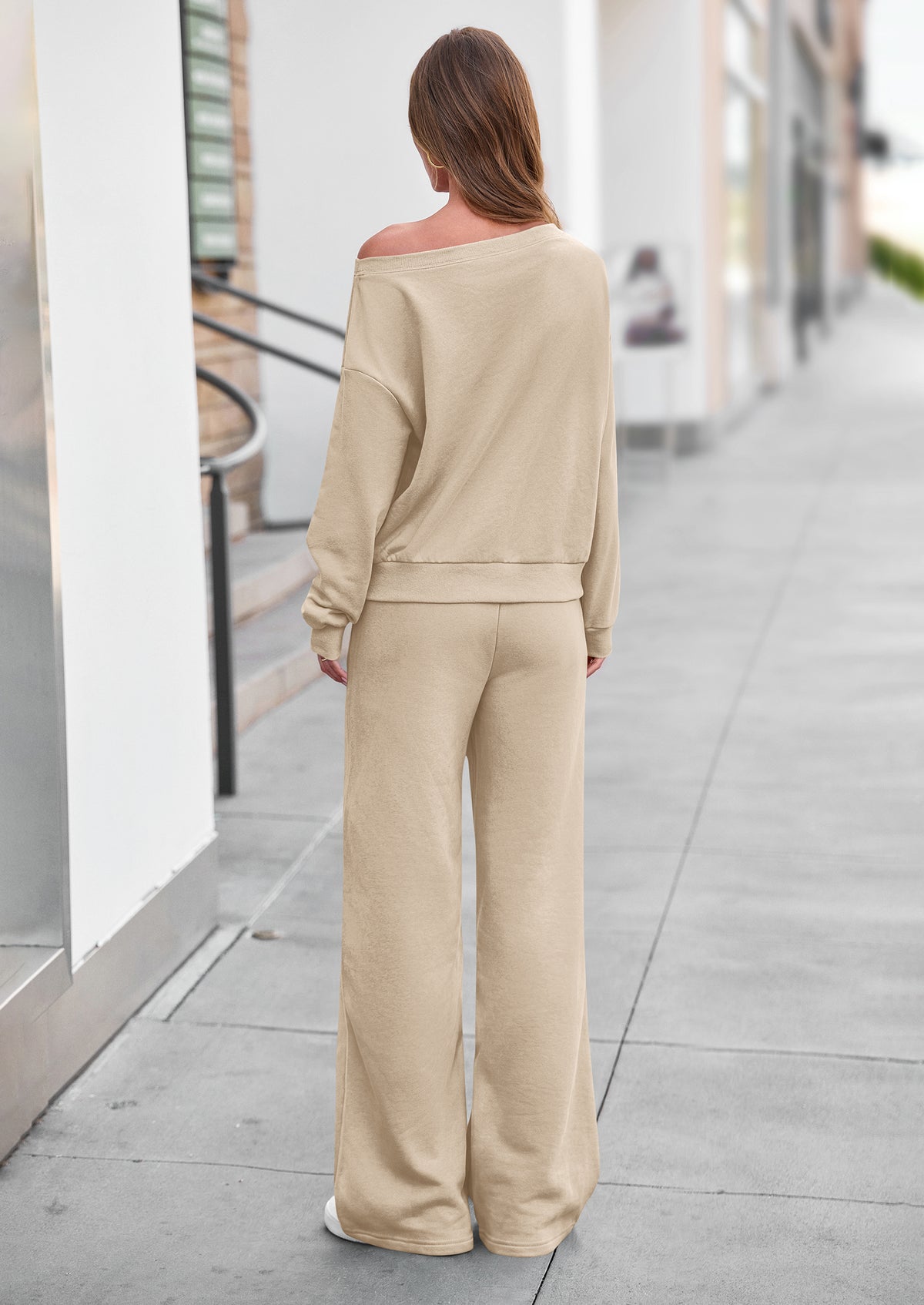 PRETTYGARDEN Womens 2 Piece Casual Matching Lounge Sets  Fashion Off the Shoulder Sweatshirt, Wide Leg Pants with Pockets, Comfy Airport Travel Outfit, 2026 Trendy Fall Set