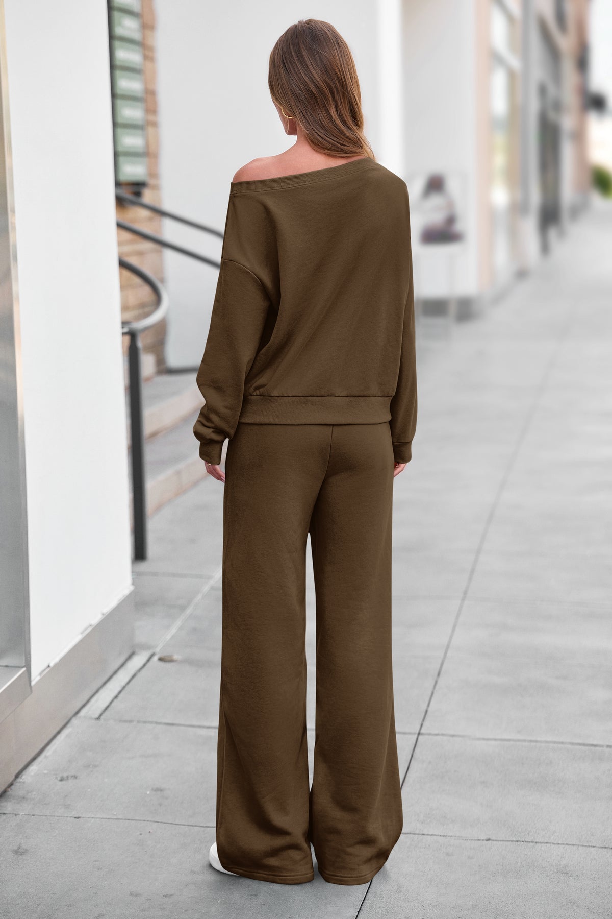 PRETTYGARDEN Womens 2 Piece Casual Matching Lounge Sets  Fashion Off the Shoulder Sweatshirt, Wide Leg Pants with Pockets, Comfy Airport Travel Outfit, 2026 Trendy Fall Set