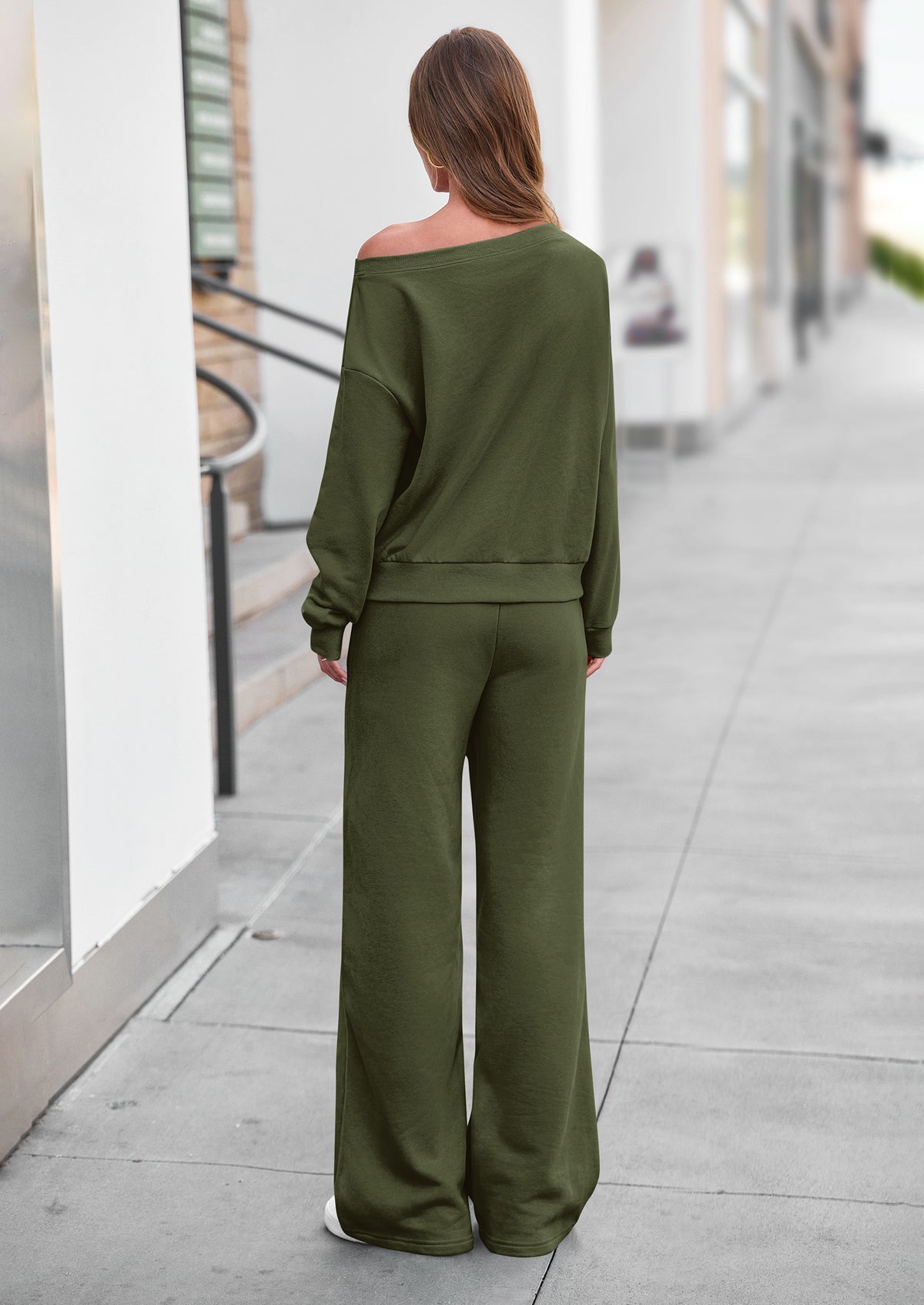 PRETTYGARDEN Womens 2 Piece Casual Matching Lounge Sets  Fashion Off the Shoulder Sweatshirt, Wide Leg Pants with Pockets, Comfy Airport Travel Outfit, 2026 Trendy Fall Set