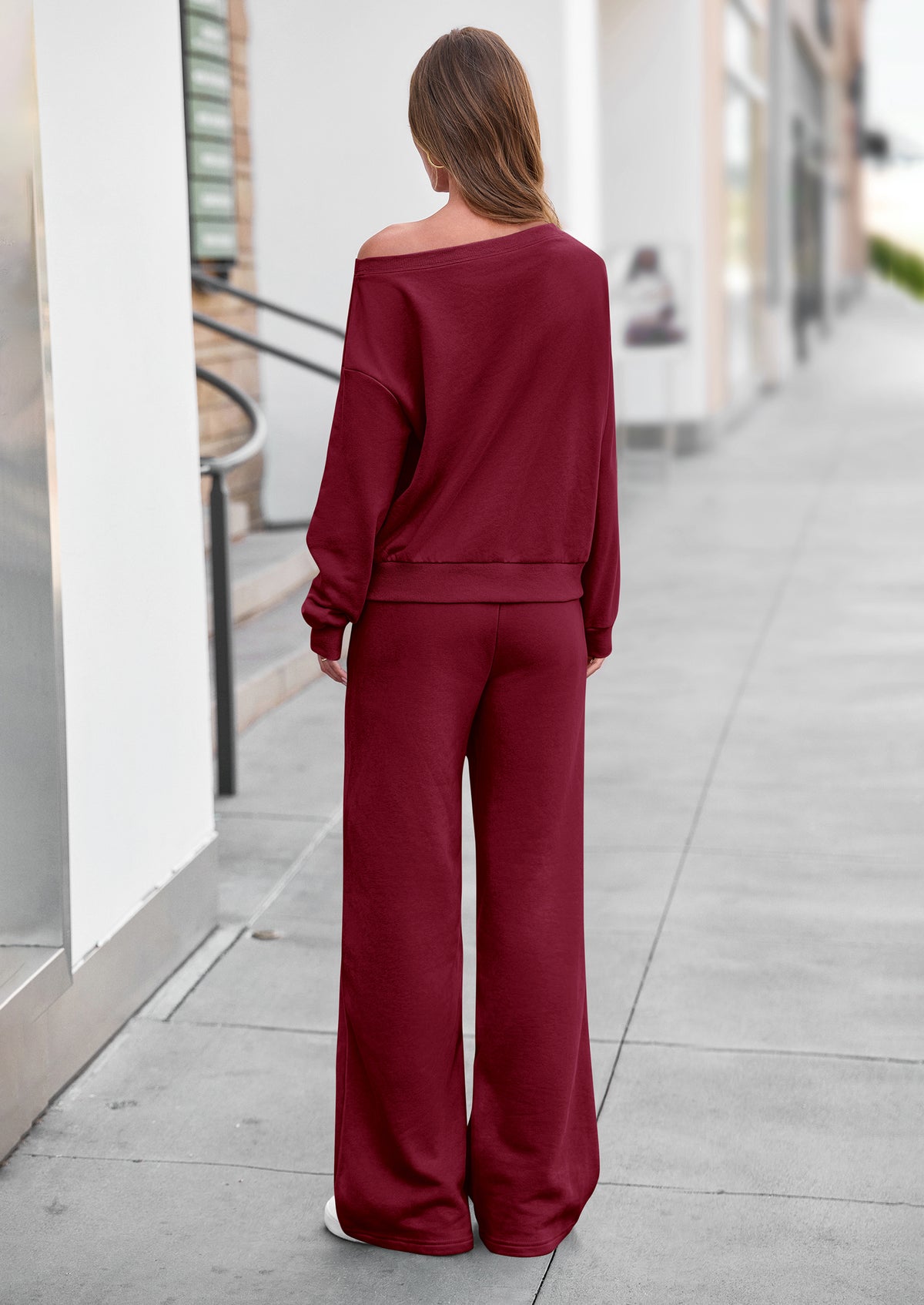 PRETTYGARDEN Womens 2 Piece Casual Matching Lounge Sets  Fashion Off the Shoulder Sweatshirt, Wide Leg Pants with Pockets, Comfy Airport Travel Outfit, 2026 Trendy Fall Set