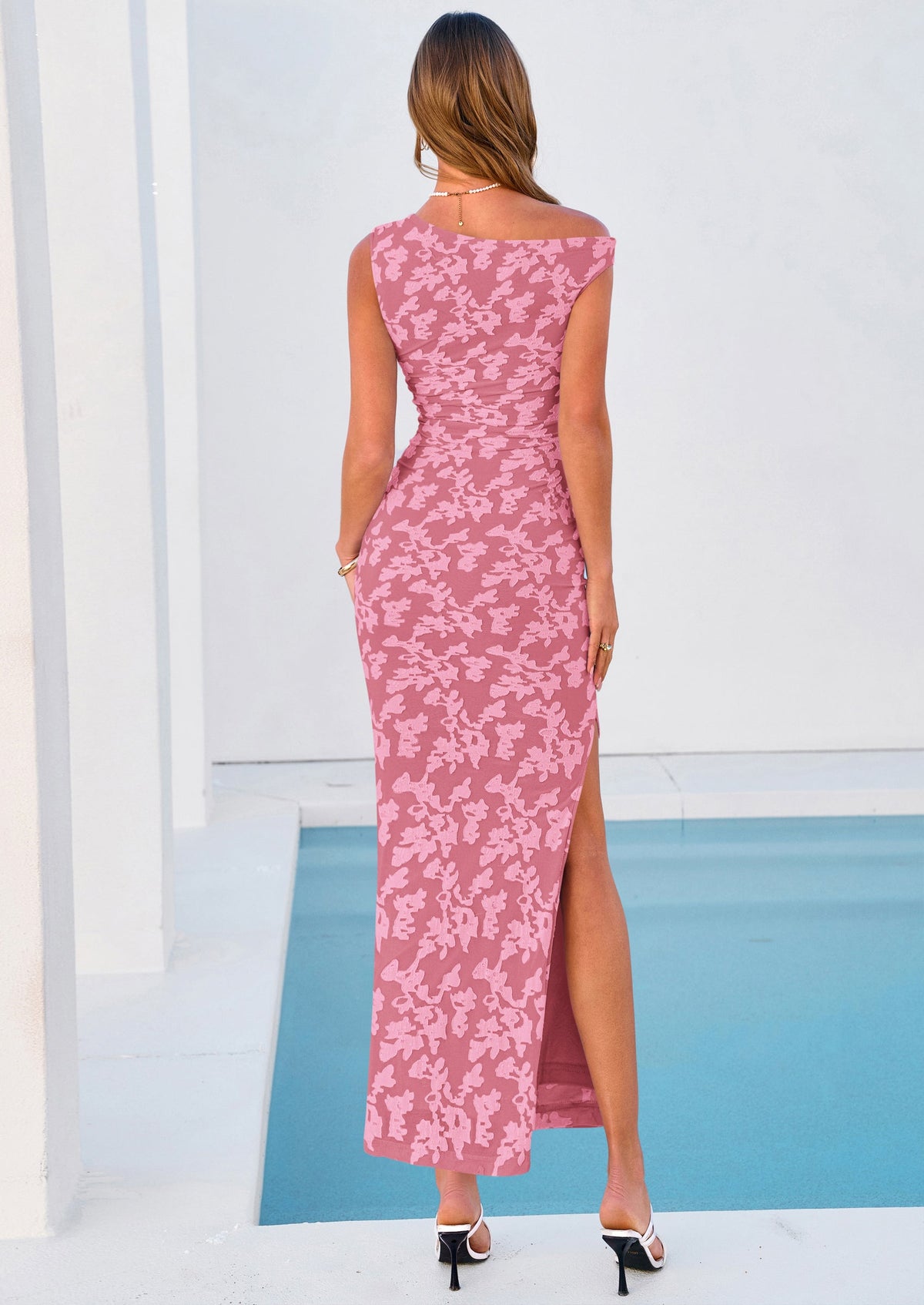 PRETTYGARDEN Womens Floral One Shoulder Maxi Dress Summer Spring Bodycon Ruched Side Slit Elegant Cocktail Party Dresses PRETTYGARDEN