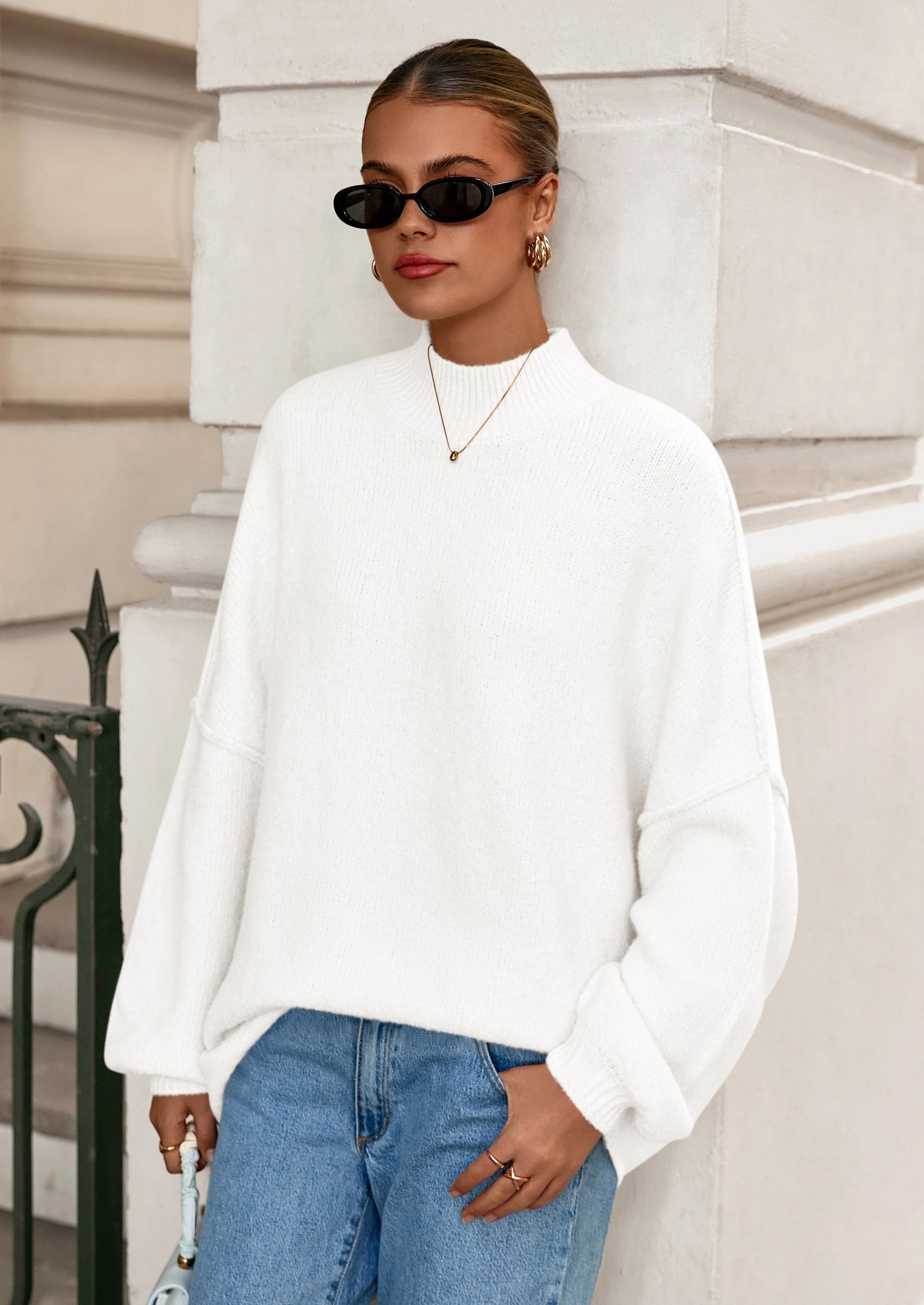 PRETTYGARDEN Women's Fall Oversized Sweaters Chunky Knit Mock Neck Long Sleeve Casual Trendy Pullover Winter Clothes PRETTYGARDEN