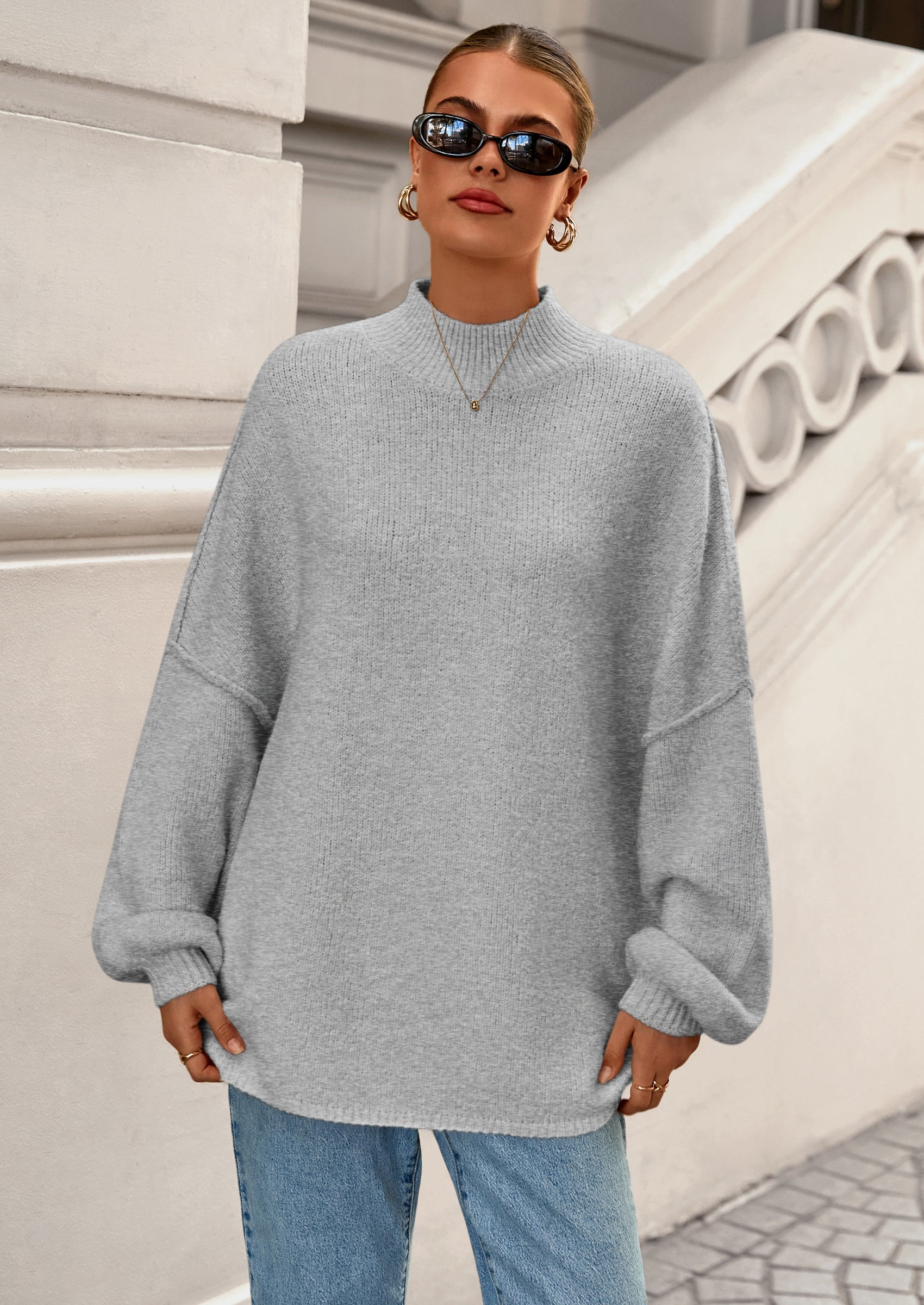 PRETTYGARDEN Women's Fall Oversized Sweaters Chunky Knit Mock Neck Long Sleeve Casual Trendy Pullover Winter Clothes PRETTYGARDEN