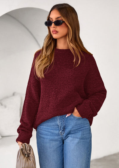 PRETTYGARDEN Womens Fall Long Sleeve Sweater Crew Neck Fuzzy Loose Fit Chunky Knit Oversized Pullover Sweaters Going Out Tops PRETTYGARDEN