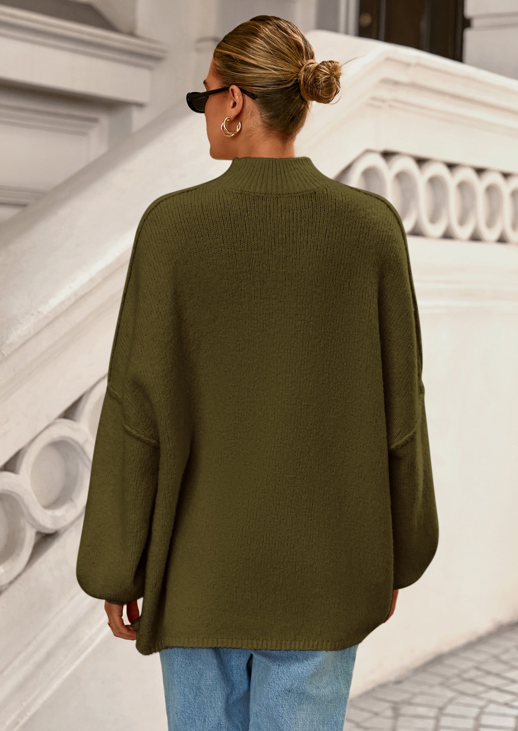 PRETTYGARDEN Women's Fall Oversized Sweaters Chunky Knit Mock Neck Long Sleeve Casual Trendy Pullover Winter Clothes PRETTYGARDEN