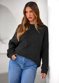 PRETTYGARDEN Womens Fall Long Sleeve Sweater Crew Neck Fuzzy Loose Fit Chunky Knit Oversized Pullover Sweaters Going Out Tops PRETTYGARDEN