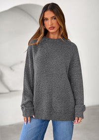 PRETTYGARDEN Womens Fall Long Sleeve Sweater Crew Neck Fuzzy Loose Fit Chunky Knit Oversized Pullover Sweaters Going Out Tops PRETTYGARDEN