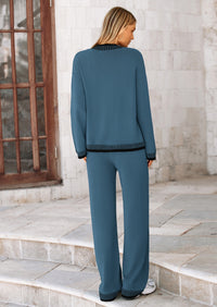 PRETTYGARDEN Lounge Sets for Women Fall Loungewear 2 Piece Outfits Cardigan Sweaters Track Suit Matching Winter Clothing