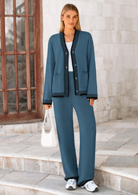 PRETTYGARDEN Lounge Sets for Women Fall Loungewear 2 Piece Outfits Cardigan Sweaters Track Suit Matching Winter Clothing