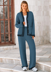 PRETTYGARDEN Lounge Sets for Women Fall Loungewear 2 Piece Outfits Cardigan Sweaters Track Suit Matching Winter Clothing