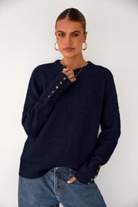 PRETTYGARDEN Womens Sweaters Fall Fashion Casual Crewneck Pullover Button Long Sleeve Cute Knit Tops Winter Clothes