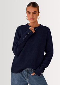 PRETTYGARDEN Womens Sweaters Fall Fashion Casual Crewneck Pullover Button Long Sleeve Cute Knit Tops Winter Clothes