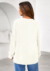 PRETTYGARDEN Womens Fall Long Sleeve Sweater Crew Neck Fuzzy Loose Fit Chunky Knit Oversized Pullover Sweaters Going Out Tops PRETTYGARDEN