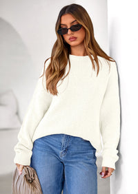 PRETTYGARDEN Womens Fall Long Sleeve Sweater Crew Neck Fuzzy Loose Fit Chunky Knit Oversized Pullover Sweaters Going Out Tops PRETTYGARDEN