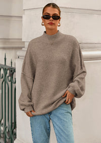 PRETTYGARDEN Women's Fall Oversized Sweaters Chunky Knit Mock Neck Long Sleeve Casual Trendy Pullover Winter Clothes PRETTYGARDEN