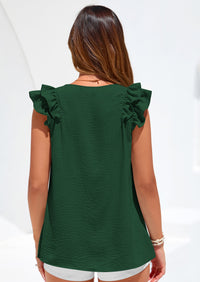 PRETTYGARDEN Womens Blouses Dressy Casual Summer V Neck Ruffle Cap Sleeve Business Work Tops Spring Teacher Shirts PRETTYGARDEN