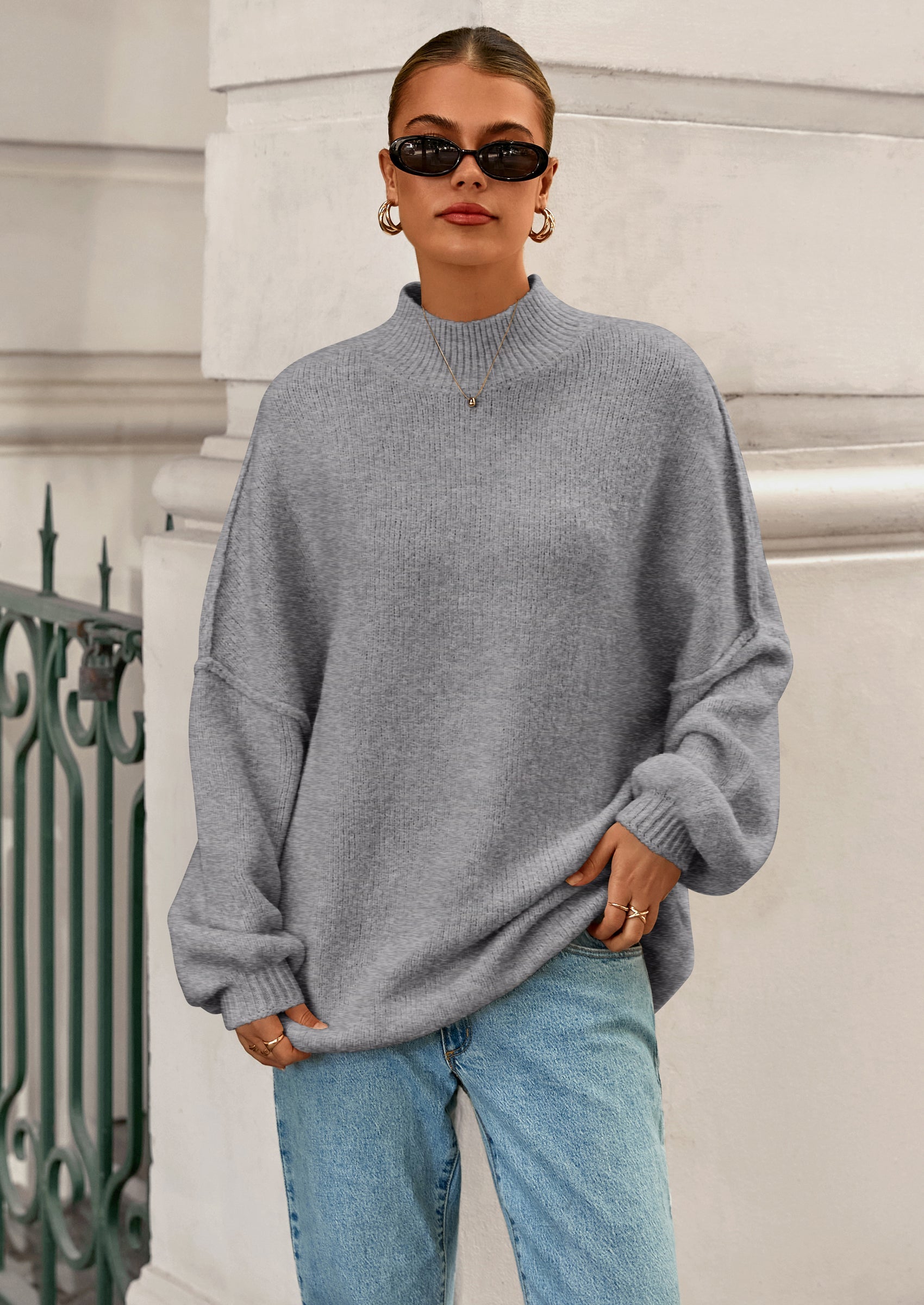 PRETTYGARDEN Women's Fall Oversized Sweaters Chunky Knit Mock Neck Long Sleeve Casual Trendy Pullover Winter Clothes PRETTYGARDEN