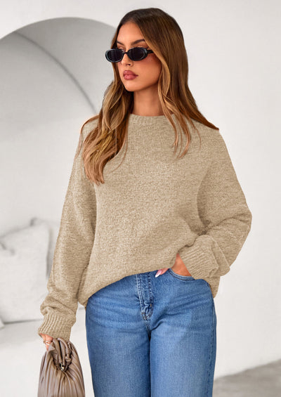 PRETTYGARDEN Womens Fall Long Sleeve Sweater Crew Neck Fuzzy Loose Fit Chunky Knit Oversized Pullover Sweaters Going Out Tops PRETTYGARDEN