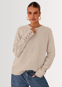 PRETTYGARDEN Womens Sweaters Fall Fashion Casual Crewneck Pullover Button Long Sleeve Cute Knit Tops Winter Clothes