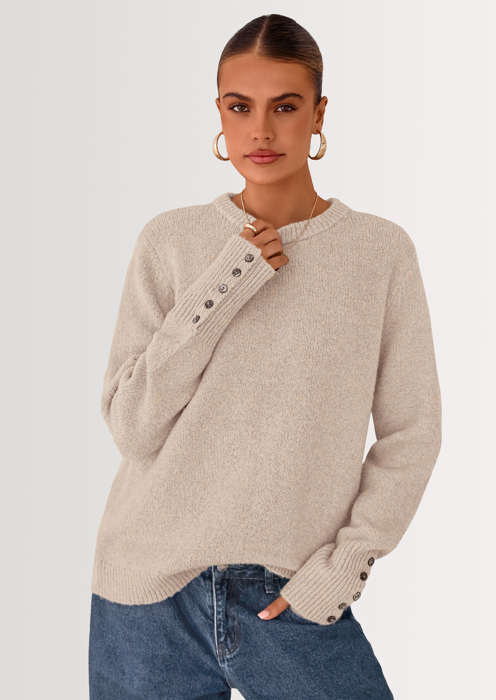 PRETTYGARDEN Womens Sweaters Fall Fashion Casual Crewneck Pullover Button Long Sleeve Cute Knit Tops Winter Clothes