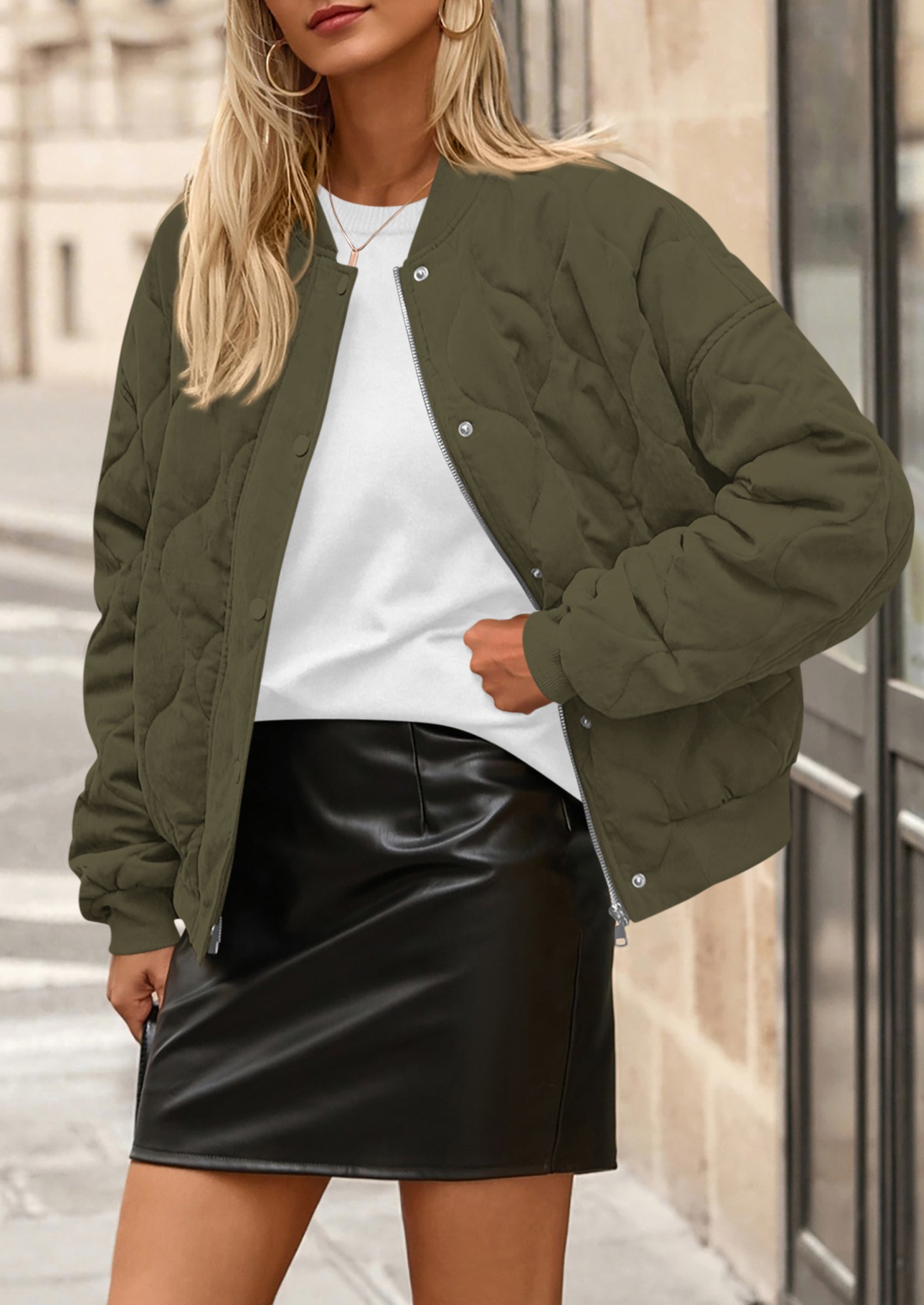 PRETTYGARDEN Women's Quilted Bomber Jacket Fall Fashion Lightweight Cropped Zip up Outerwear Winter Puffer Coats Pockets