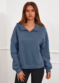 PRETTYGARDEN Womens Hoodies Cropped Fleece Sweatshirts Fall Fashion Quarter Zip Pullover Long Sleeve Tops Winter Clothes