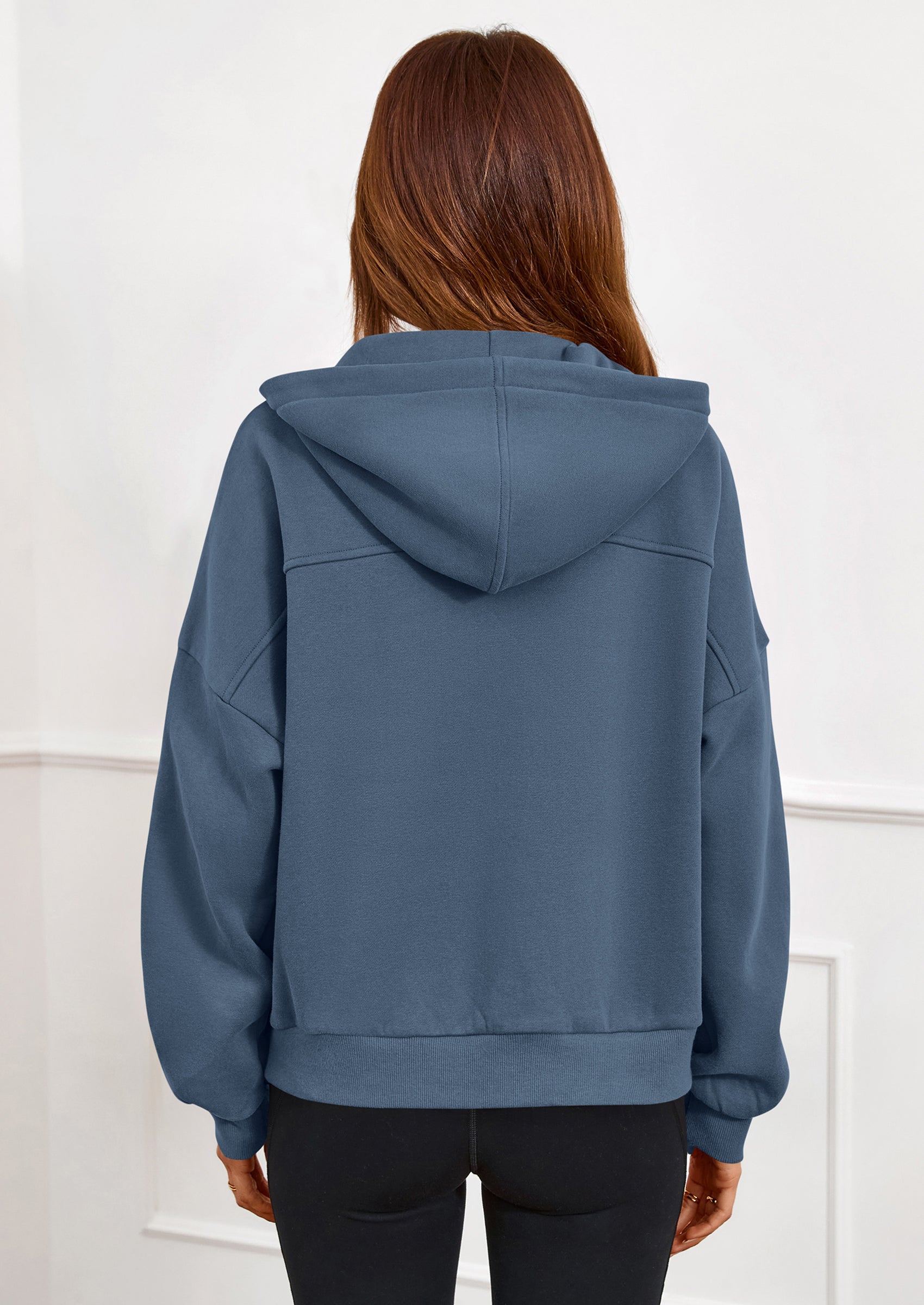 PRETTYGARDEN Womens Hoodies Cropped Fleece Sweatshirts Fall Fashion Quarter Zip Pullover Long Sleeve Tops Winter Clothes