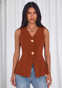 PRETTYGARDEN Womens Summer Sleeveless Blazer Vest Tops Trendy V Neck Button Down Business Casual Suit Vests Waistcoat PRETTYGARDEN