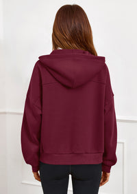 PRETTYGARDEN Womens Hoodies Cropped Fleece Sweatshirts Fall Fashion Quarter Zip Pullover Long Sleeve Tops Winter Clothes