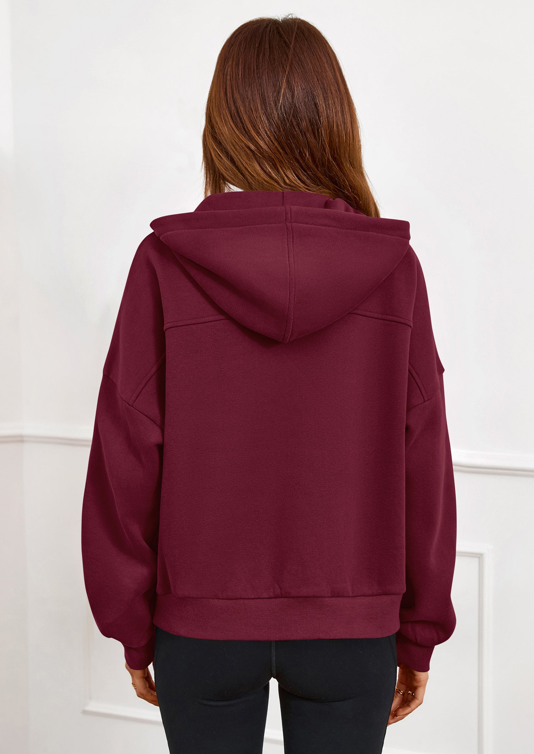 PRETTYGARDEN Womens Hoodies Cropped Fleece Sweatshirts Fall Fashion Quarter Zip Pullover Long Sleeve Tops Winter Clothes