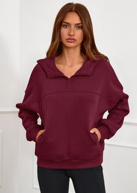 PRETTYGARDEN Womens Hoodies Cropped Fleece Sweatshirts Fall Fashion Quarter Zip Pullover Long Sleeve Tops Winter Clothes