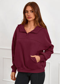 PRETTYGARDEN Womens Hoodies Cropped Fleece Sweatshirts Fall Fashion Quarter Zip Pullover Long Sleeve Tops Winter Clothes