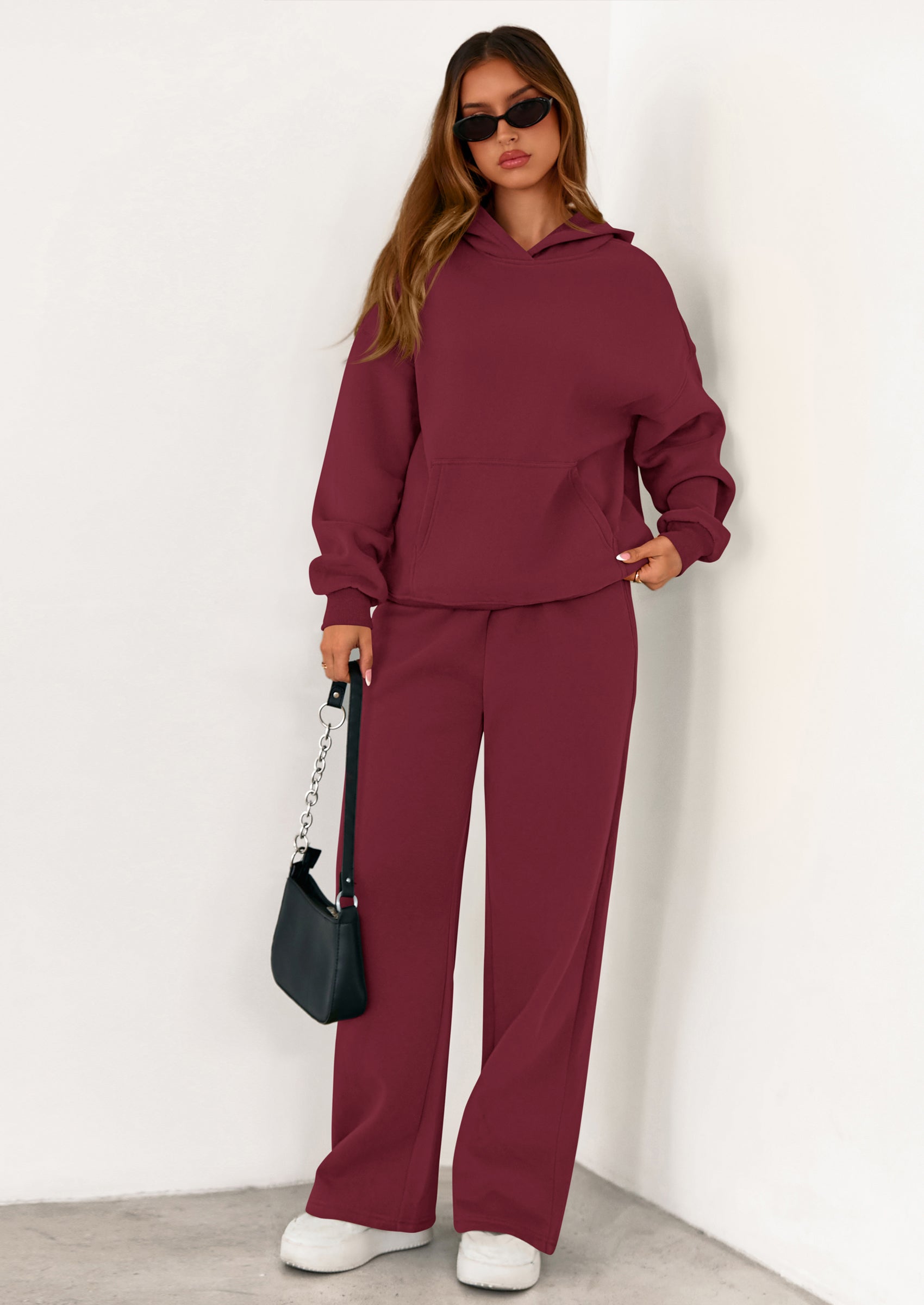 PRETTYGARDEN Women's 2 Piece Outfits Fall Sweatsuits Oversized Hoodies Wide Leg Sweatpants Tracksuits Lounge Matching Sets PRETTYGARDEN