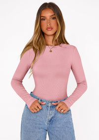 PRETTYGARDEN Bodysuits for Women 2025 Fall Long Sleeve Shirts Slim Fitted Basic Ribbed Layering Tops Fashion Winter Clothing PRETTYGARDEN