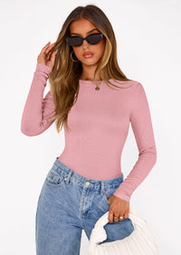 PRETTYGARDEN Bodysuits for Women 2025 Fall Long Sleeve Shirts Slim Fitted Basic Ribbed Layering Tops Fashion Winter Clothing PRETTYGARDEN