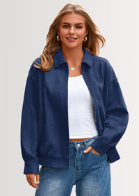 PRETTYGARDEN Women's Faux Suede Motorcycle Jacket Trendy Fall Fashion Oversized Zip Up Coats Winter Clothes Outerwear