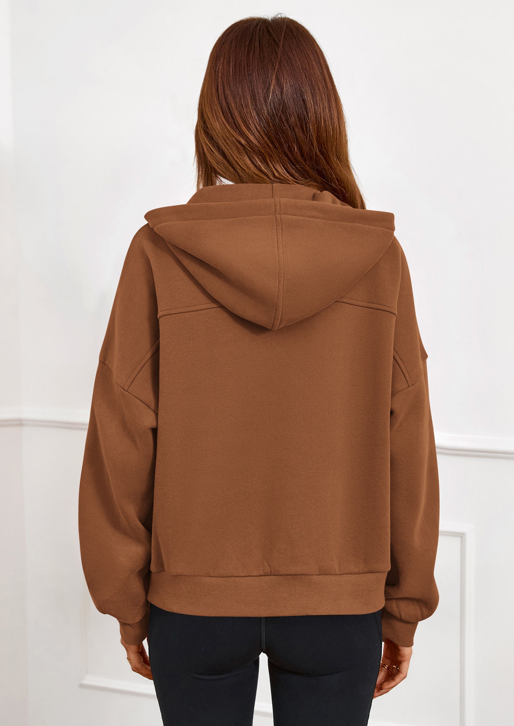 PRETTYGARDEN Womens Hoodies Cropped Fleece Sweatshirts Fall Fashion Quarter Zip Pullover Long Sleeve Tops Winter Clothes