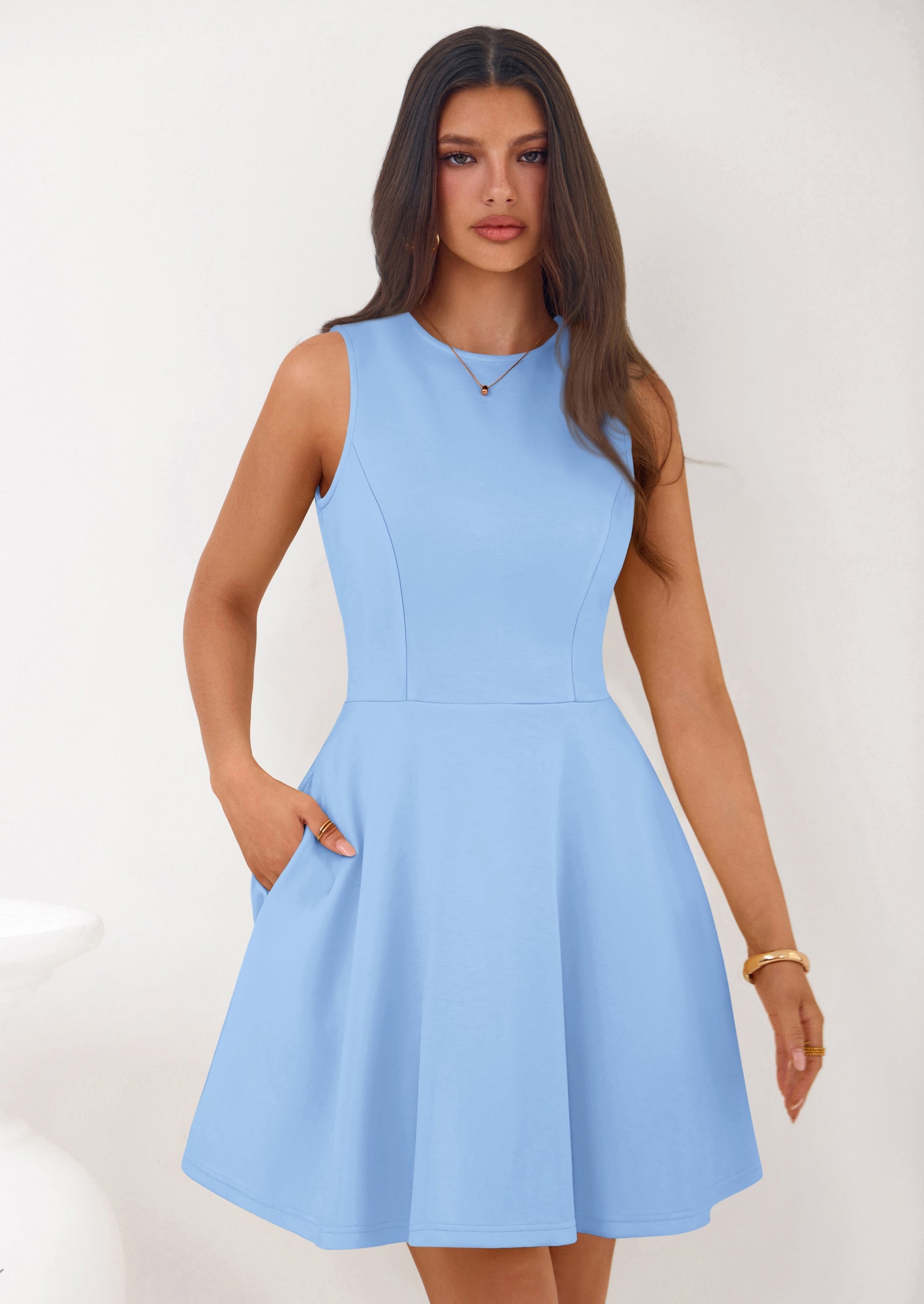 PRETTYGARDEN A Line Dresses for Women Elegant Classy Sleeveless Summer Short Tank Cocktail Party Spring Mini Dress PRETTYGARDEN