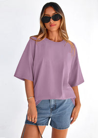 PRETTYGARDEN Women's Spring Going Out Tops Casual Short Sleeve Crewneck Loose Fit Basic Cute Tee Shirts Summer Outfits PRETTYGARDEN