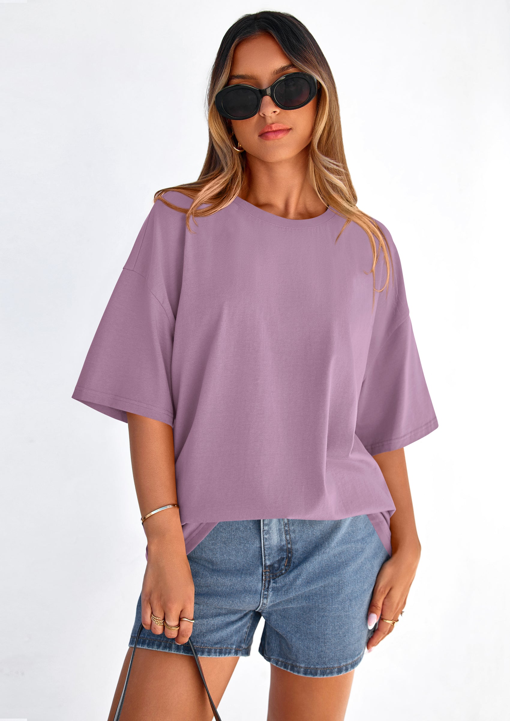 PRETTYGARDEN Women's Spring Going Out Tops Casual Short Sleeve Crewneck Loose Fit Basic Cute Tee Shirts Summer Outfits PRETTYGARDEN