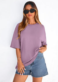 PRETTYGARDEN Women's Spring Going Out Tops Casual Short Sleeve Crewneck Loose Fit Basic Cute Tee Shirts Summer Outfits PRETTYGARDEN